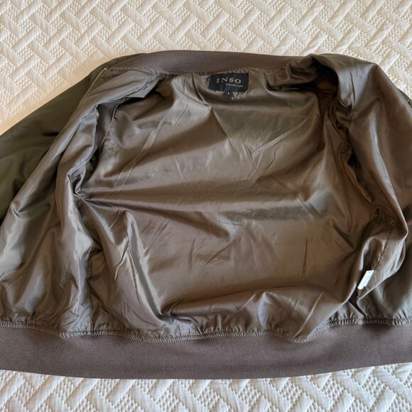INSO Collection Womens SZ S Army Green Nylon BOMBER Zip Up Jacket Arm Pocket - Picture 8 of 13